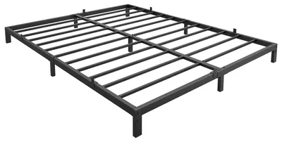 Produktbild von Metall Bettgestell - Full Size Plattformbett - 15 cm niedrige Bauhöhe, Stahl Lattenrost, geräuscharm, ohne Boxspring, einfache Montage - schwarz
