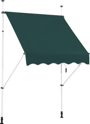 Produktbild von GOPLUS Klemmmarkise Balkon, Terrassenmarkise ohne Bohren, UV-beständig, höhenverstellbar, Sonnenmarkise mit Handkurbel, einziehbar (150 cm, Grün)