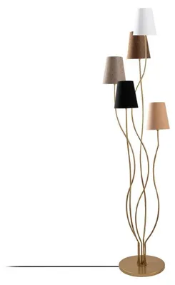 Image de Lampadaire Lampe sur pied en métal et tissu multicolore hauteur 160 cm 5 lumières E14 max 40 W Minimaliste