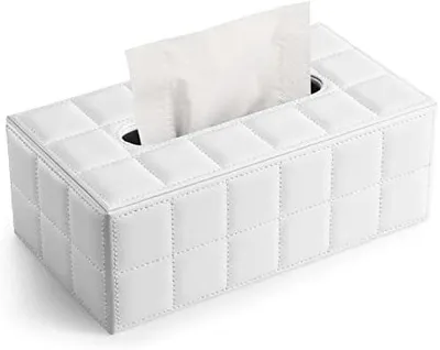 Produktbild von Kosmetiktücherbox Tücher Box aus Leder (Weiß)