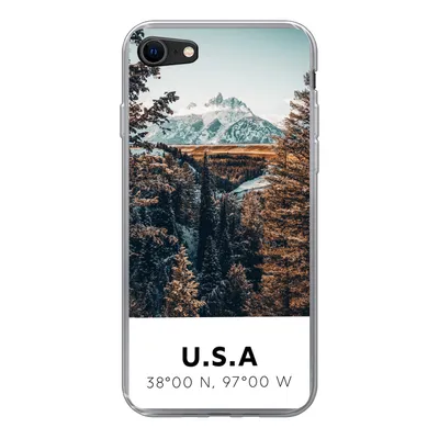 Produktbild von MuchoWow® Handyhülle Schutzhülle Hülle für iPhone 7 Amerika - Berge - Bäume Silikon Softcase Handy Hülle - Kartenhalter