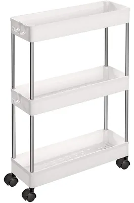 Produktbild von Küchenwagen - Servierwagen - 3 Ebenen - platzsparend - Weiß - 40 x 12,5 x 60 cm