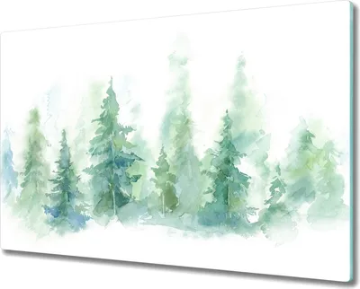 Produktbild von Coloray Küchenbrett Kochplattenabdeckung Hackbrett Schneidebrett Herdabdeckplatte 80x52 cm - Wald Aquarell Baum
