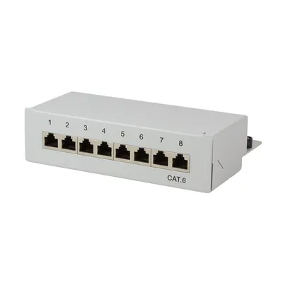 Image de LogiLink Professional NP0016A LogiLink Desktop Panneau de brassage cat. 6, blindé, 8 ports, gris