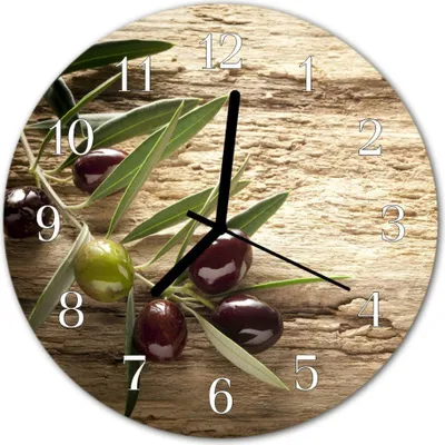 Produktbild von Glasuhr Wanduhr Küchenuhr Echt-Glas 30fi cm Oliven braun