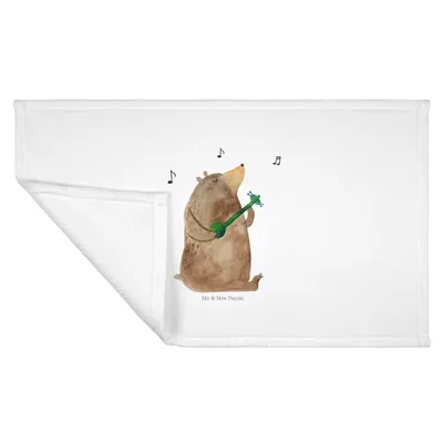 Produktbild von Mr. & Mrs. Panda gesichtstuch Bär Gitarre - Weiß - Geschenk, Handtuch, Flauschtuch, Händehandtuch, 50x100, frottee, Teddy