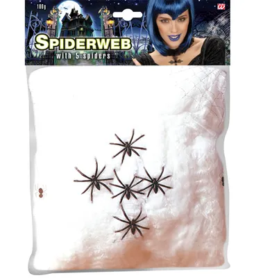 Produktbild von WIDMANN Spinnennetz mit 5 Spinnen weiß 100g