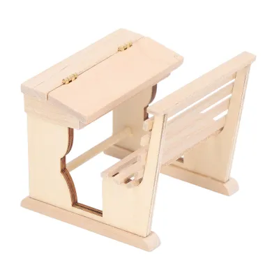 Obrázek produktu pro Školní stůl pro panenky, miniaturní školní stůl, nedokončený školní stůl Mini, 1/12 miniaturní stůl pro panenky, malá dřevěná školní židle, dekorace třídy pro panenky