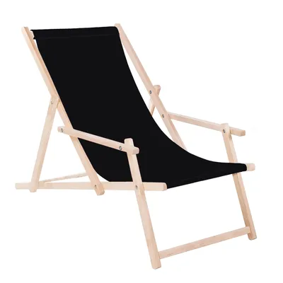 Image de Chaise longue en bois de hêtre Chaise longue de jardin avec accoudoirs Chaise longue de plage