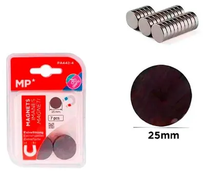 Obrázek produktu pro Magnetické držáky pro upevnění, průměr 25 mm, 7 kusů, balení v blistru