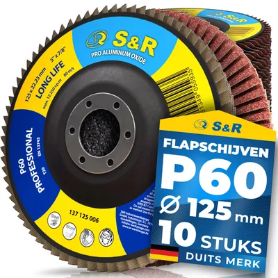 Fächerschleifscheiben 125 mm, 10 Stück, P60, Korund