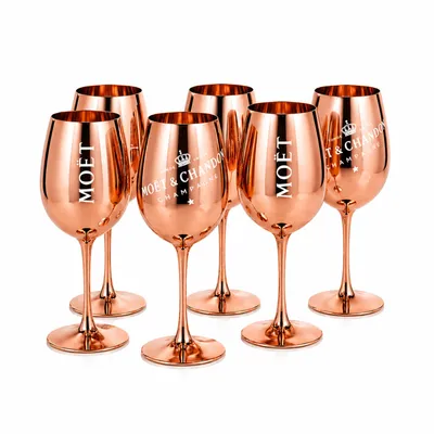 Produktbild von Roségold Champagnergläser 6er Set aus Echtglas – Elegante Sektgläser – Hochwertige Weingläser – passend für Moët & Chandon