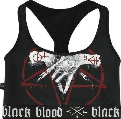 Produktbild von Gothicana by EMP Damen schwarzes Bikinitop mit Pentagramm Print XXL