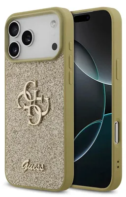 Zdjęcie produktu dla Etui Guess Fixed Glitter Big 4G Na Iphone 17 Pro - Złote