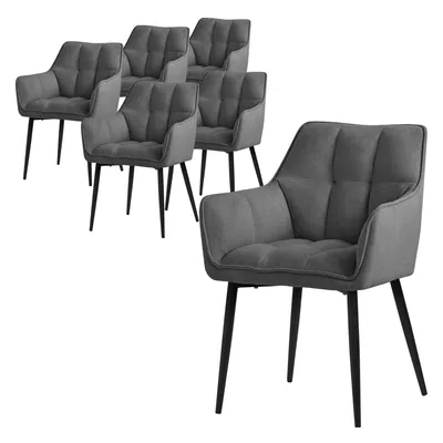 Produktbild von ML-Design 6x Esszimmerstuhl aus Frotteestoff, Dunkelgrau, mit dickem gepolsterter Sitz