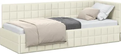 Zdjęcie produktu dla vidaXL Narożna rama łóżka z zagłówkiem kremowa 80 cm x 200 cm aksamitna