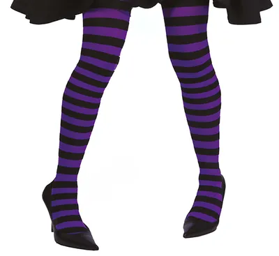 Produktbild von Schwarz-lila gestreifte Strumpfhose Hexe