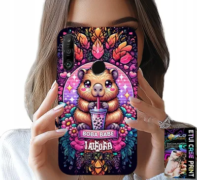 Zdjęcie produktu dla Etui Do Huawei P30 Lite - Słodka Kapibara Z Szejkiem, Super Wzory