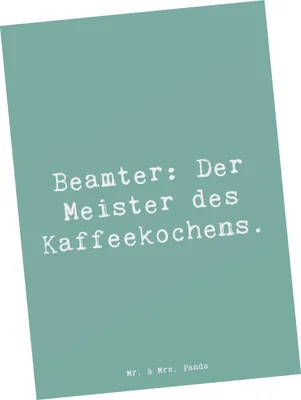 Produktbild von Mr. & Mrs. Panda Postkarte Spruch Beamter Kaffeemeister - Meeresbrise - Geschenk, kreative Geschenke, Spaß, öffentliche Verwaltung, Ansichtskarte, Dankeschön, Fotokarte