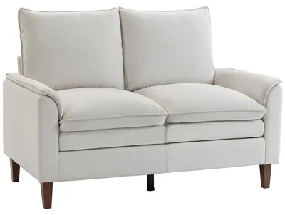 Produktbild von 146 cm Zweisitzer Sofa, Chenille-Sofa mit doppellagiger Polsterung, Federkissen, tiefem Sitz, hoher Rückenlehne, Cremeweiß