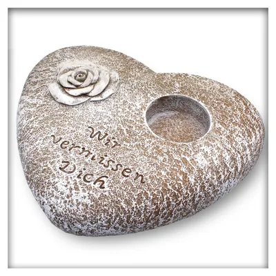Produktbild von Grabschmuck Herz, Windlicht, Pflanzschale, Grabherz, Kerze Grablaterne groß ca. 30 x 25 x7 cm