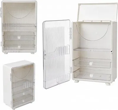 Produktbild von Make-up-Organizer, Aufbewahrungsbox mit Deckel, Schreibtisch-Organizer, Make-up-Organizer für den Schminktisch, Organizer mit