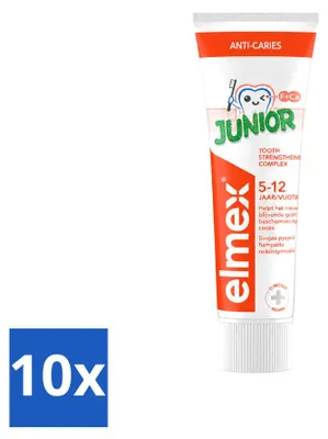 Productafbeelding van 10 x Elmex Junior tandpasta - voor kinderen van 5-12 jaar - 75 ml - voordeelverpakking - 10 stuks