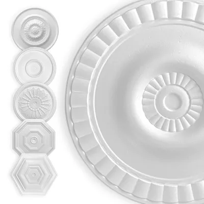 Produktbild von HEXIM Stuckrosette Styropor EPS weiß, Deckenrosette rund & eckig, Innendekor für Decke & Wand