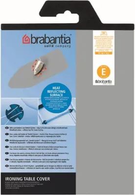 Immagine prodotto di Copriasse da stiro Brabantia, copriasse da stiro, copriasse da stiro, copriasse da stiro, cotone metallizzato e schiuma da 2 mm, con coulisse, misura E, 135 x 49 cm, argento, 317309