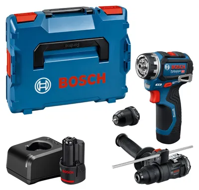 Immagine prodotto di BOSCH PROFESSIONAL Cordless Drill/Driver - Flexiclick GSR 12V-32 FC - 2 x GBA 2.0 Ah Batteries, + Charger + Accessories + Case