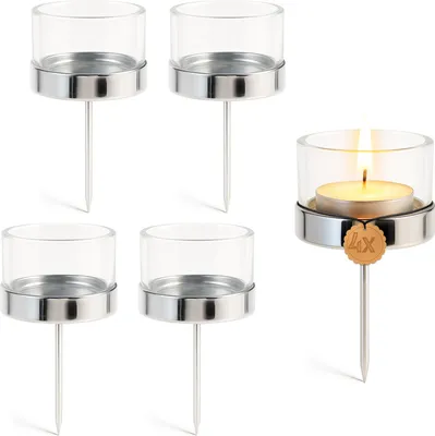 Produktbild von Teelichthalter 4er Set Metall Silber & Glas Ø 5,2 cm