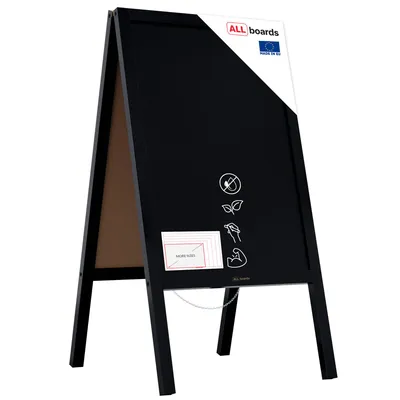 Produktbild von Kundenstopper mit schwarzem Holzrahmen 118x61cm, Werbetafel, Gehwegaufsteller, Aufsteller, Straßenreiter, Kreide