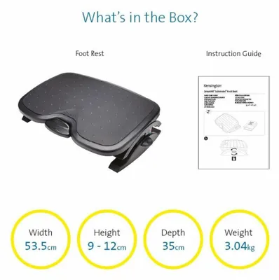 Produktbild von Kensington SmartFit SoleMate Plus Fußstütze — Schwarz, Schwarz, 0 - 30°, 45 cm, 35 cm, 556,3 mm, 94 mm