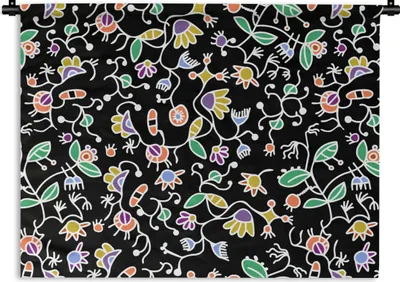 Produktbild von MuchoWow® Wandteppich Wandbehang Muster - Blumen - Frühling 90x67.5 cm Tapisserie Dekoration Wandtuch - Fototeppich - Wand-Skulpturen