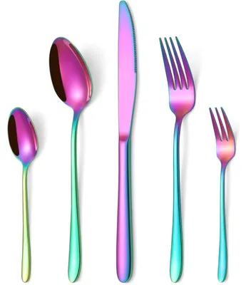 Produktbild von Besteckset Regenbogen 60-teilig für 12 Personen Edelstahl Spülmaschinenfest