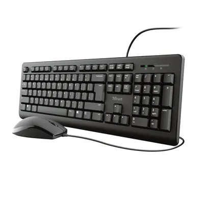 Zdjęcie produktu dla Trust TKM-250, Przewodowa, USB, Membranowa, QWERTY, Czarny, Dołączona myszka