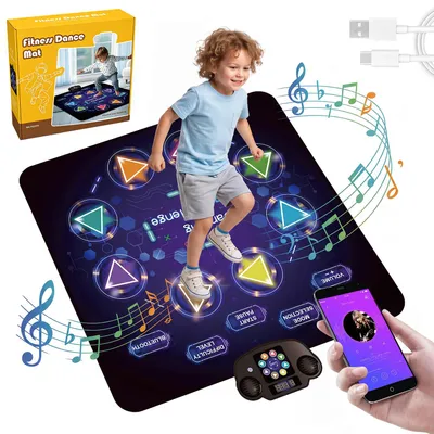 Produktbild von Tanzmatte, Musikmatte, Tanzbodenmatte, Bluetooth, 8 Modi, mit LED-Lichter, Weihnachten Geburtstags Spielzeug, für 4-12 Kinder