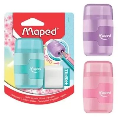 Image de Taille-crayon avec gomme Connect pastel 2 trous MAPED