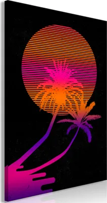 Produktbild von Italienischer Leinwand Leinwandbild - Palm at Sunrise (1 Part) Vertical 20x30 cm Landschaften b-A-0736-b-a