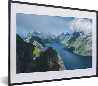 Produktbild von MuchoWow® MuchoWow® Gerahmtes Poster Blick über die Fjorde in Norwegen 40x30 cm - Poster mit zchwarzem Bilderrahmen - Bilderrahmen - Poster im Rahmen