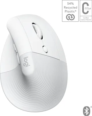 Obrázok produktu pre Logitech 910-006477, Pravoruké, Vertikálny dizajn, Optický, RF Wireless + Bluetooth, 4000 DPI, Biela
