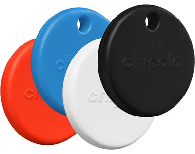 Immagine prodotto di Chipolo POP confezione da 4 - Localizzatore compatibile con Trova il mio iPhone di Apple (nero, rosso, bianco, blu)