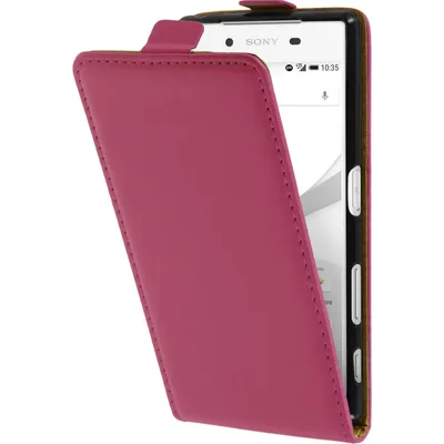 Produktbild von PhoneNatic Kunst-Lederhülle kompatibel mit Sony Xperia Z5 - Flip-Case pink + 2 Schutzfolien