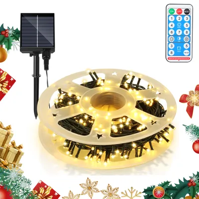 Obrázek produktu pro Jayseuw LED solární pohádková světla 50M 500LEDs vodotěsné a s 8 režimy pro venkovní vnitřní zahradní párty a vánoční dekorace venkovní osvětlení dekorace, teplá bílá