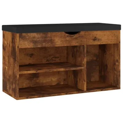 Produktbild von vidaXL Schuhbank mit Kissen Räuchereiche 80x30x47 cm Holzwerkstoff