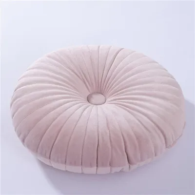Imagen del producto de Cojín redondo de terciopelo, 34,7 cm de diámetro, color rosa, ideal para salones y sofás