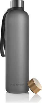 Produktbild von LARS NYSØM Trinkflasche 1l | Ultraleichte Tritan Sport Flasche, Kohlensäure geeignet | Ideal für Sport, Büro, Yoga | 2 Deckel inkludiert 1000ml Cool Grey