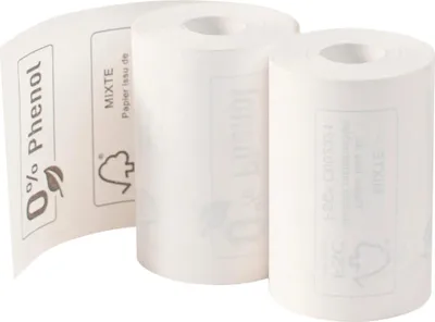 Produktbild von Exacompta 120x Thermorolle für Kartenzahlung 1-lagig 57x40mm 18m 55g Weiß 40761E