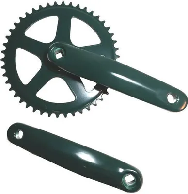 Produktbild von ALU Kettenradgarnitur Kurbelgarnitur Stahlkettenblatt 46 Zähne AL131mm in grün