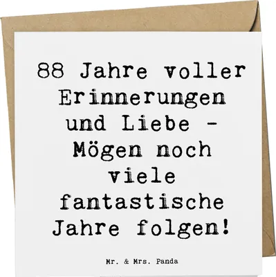 Produktbild von Mr. & Mrs. Panda Glückwunschkarte Spruch 88. Geburtstag Erinnerungen - Weiß - Geschenk, Meilenstein, Alter, Alles gut zum, Liebe, Klappkarte, feiern, faltkarte, 88 Jahre